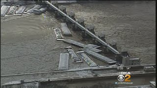 Flooding Sends Barges Down Ohio River Against Emsworth Locks Dam [upl. by Eidnahs]