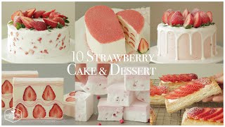 10가지🍓딸기 케이크amp디저트 모음zip  10 Strawberry CakeampDessert Recipe  홈베이킹 영상 모음 Baking Video  Cooking tree [upl. by Brander117]