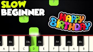 Happy Birthday  SLOW BEGINNER PIANO TUTORIAL  SHEET MUSIC by Betacustic [upl. by Aseyt371]