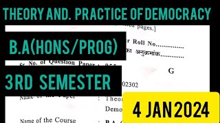 Theory and practice of Democracy Questions paper3rd semester BA Pro  Hons Political science [upl. by Jaclyn]