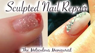 💅 Sculpted Acrylic Nail Repair After Bloody Broken Nail Injury Tutorial [upl. by Eenahc]