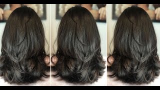 Simple amp Quick Medium Length Layered Haircut Tutorial Women  Perfect Layers Haircut [upl. by Ilenay]