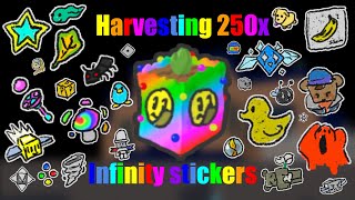 Harversting 250x sticker planters in Bee Swarm Simulator  INFINITY stickers [upl. by Tnomal]