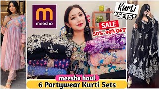 😍👗Meesho Haul Meesho party wear kurta setsequence gownssharara setlahenga wedding dresses [upl. by Kcirdla]