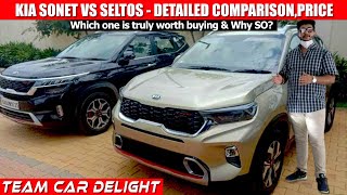 Kia Sonet vs Kia Seltos 2021  Comparison  Which one is best  Features Price  2020 Sonet India [upl. by Tj113]