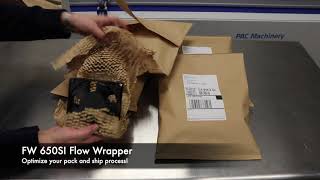 FW 650SI Flow Wrapper  Packaging Items in Curbside Recyclable Paper with and without cushioning [upl. by Saunder]