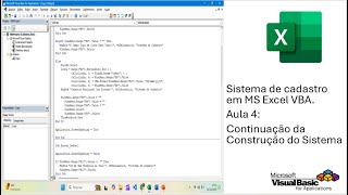 Sistema de Cadastro Com MS Excel VBA  Aula 04 [upl. by Aurea]