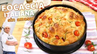 FOCACCIA receta ITALIANA ¡Sin amasar ✌️ [upl. by Miltie]