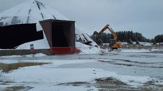 Excavator Dome Demolition in Ontario Did anyone get that on video demolition excavator [upl. by Eintruok]