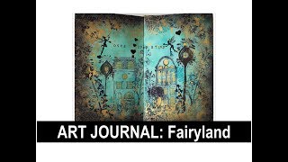 Mixed Media Art Journal Distress ink embossing stamping amp more [upl. by Ethbinium]