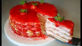 Gâteau à la fraise et mascarpone recette sans cuisson rapide et avec 5 ingrédients [upl. by Aramoy456]