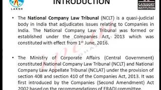 National Company Law Tribunal NCLT Concept Meaning and Functions  Company Law  By MsNeha Garg [upl. by Natrav]