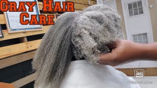 How to Care for Gray hairHow to grow longer healthier Graysanother Grandmas hair growth journey [upl. by Nylcaj221]