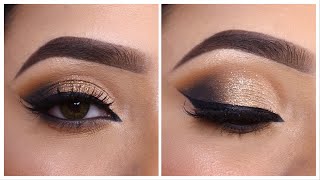 Smokey glitter eye makeup Tutorial  Step by step easy party Festival eye makeup  Shilpa [upl. by Sucerdor]