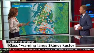 Höstens första storm på väg mot Sverige  SMHI varnar för besvärligt väder  Nyheterna TV4 [upl. by Stegman65]