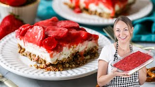 A Tastier Strawberry Pretzel Salad WITHOUT Jello [upl. by Gnek]