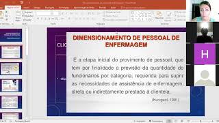 PRIMEIRA PARTE DIMENSIONAMENTO DE PESSOAL DE ENFERMAGEM [upl. by Ignatia182]