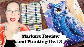 Reviewing New Lightswish Markers and Painting Owl Nr 3 with Tamara Laporte [upl. by Aitnuahs]