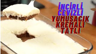 İncirli Cevizli Kek Üstüne Yumuşacık Kremalı Kolay Dilim Tatlı Tarifi👨‍🍳👌🏻Oktay Usta [upl. by Allecram104]