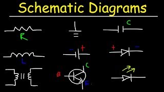 Schematic Diagrams amp Symbols Electrical Circuits  Resistors Capacitors Inductors Diodes amp LEDs [upl. by Enoch105]