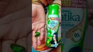 Dabur vatika oil and vitamin e capsule for double hair growth😱haircare shorts [upl. by Rairb]