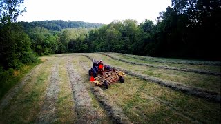 Hillside Hay Raking  Case VAC14 on the Bar Rake [upl. by Revorg745]