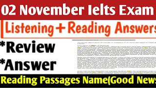 02 November 2024 Ielts Exam ListeningReading Answers  Review  Academic  Evening Slot🔥 [upl. by Rett]