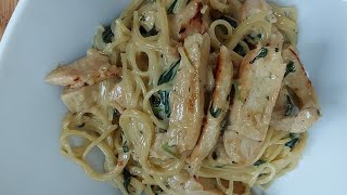 Spaghetti épinards à la sauce blanche aux blancs de poulet délicieuse et crémeuse recettes pates [upl. by Leaw273]