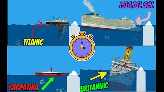 SHIP BATTLE Titanic VS Britannic VS Carpathia VS Cruise Ship VS ICEBERG  Floating sandbox [upl. by Audi146]