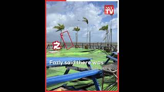 Strong waves damage restaurant fishing platform in Bagan Datuk [upl. by Ekusuy]