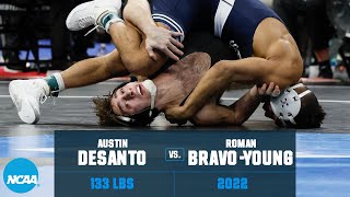 Austin DeSanto vs Roman BravoYoung 2022 NCAA wrestling championship semifinal 133 lb [upl. by Salome904]