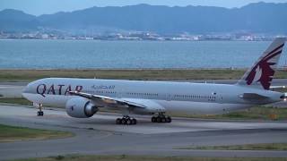 Qatar Airways Boeing 777 300ER Landing and Takeoff on doha int airport [upl. by Flodur]