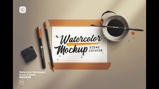 Watercolor Workspace Scene Creator Mockup Stock Graphics Download [upl. by Lartnom]