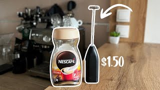 How to make Latte Art with IKEA Frother and Instant Coffee [upl. by Vashtee]