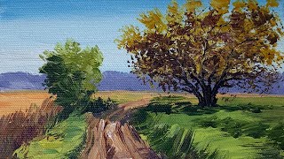 How To Paint Easy Summer Landscape Painting For Beginner  Acrylic Painting On Canvas [upl. by Siletotsira516]