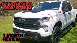 Refreshed 2022 Silverado Trail Boss LT  One Month Review [upl. by Aynek]