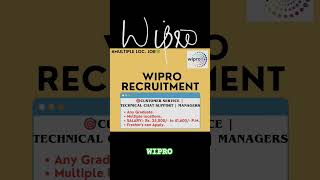 WIPRO HIRING GRADUATESFRESHERS ELIGIBLE [upl. by Burra]