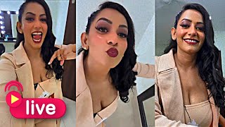 Actress Sanjana Singh Live Video at Shooting Spot  Tamil Actress Sanjana Singh  Selfie Moonji [upl. by Aneeres]