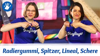 How To Gebärden lautsprachunterstützend Radiergummi Spitzer Lineal Schere [upl. by Ojadnama346]