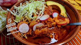 🔴 Como Hacer un Delicioso Pozole Rojo de Puerco 🐖 Salsita Pozolera Picosita  Riquisimo🌶🌶 [upl. by Yrek]