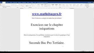 correction ex  inéquations  seconde bac pro [upl. by Nwahsyd36]