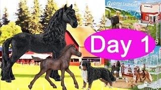 Schleich Advent Calendar Farm Animals Horse Show and Horses Day 1 [upl. by Auof]