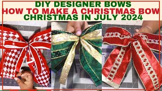 HOW TO MAKE A CHRISTMAS BOW  DIY CHRISTMAS BOW CHRISTMAS BOW TUTORIAL DESIGNER BOW CREATIVELYHERS [upl. by Ynnavoj177]