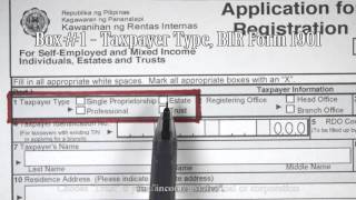 Box1  Taxpayer Type BIR Form 1901 [upl. by Adiasteb]