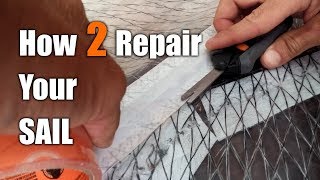 How to repair a windsurfing sail with xply or monofilm with Gorilla Tape [upl. by Argent]