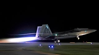 Magnificent F22 Raptor Night Takeoff [upl. by Claretta]