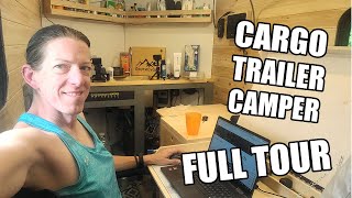 Ultimate 5x8 Cargo Trailer Camper Tour You wont believe what Ive packed in here [upl. by Mcnully]