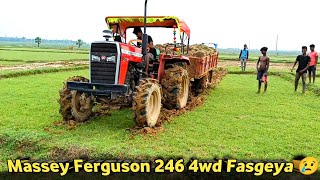 Massey Ferguson 246 4wd tractor stuck in mud  Help with tractor guru subha 😌 [upl. by Turley]