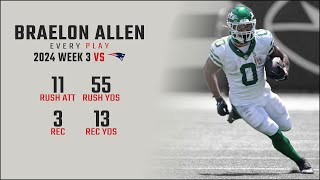 Braelon Allen Week 3 Replay Every Run Target and Catch vs New England Patriots [upl. by Maitilde911]