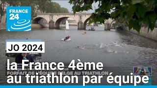 JO 2024  frustration pour la France qui termine 4ème au triathlon par équipe • FRANCE 24 [upl. by Inilam928]